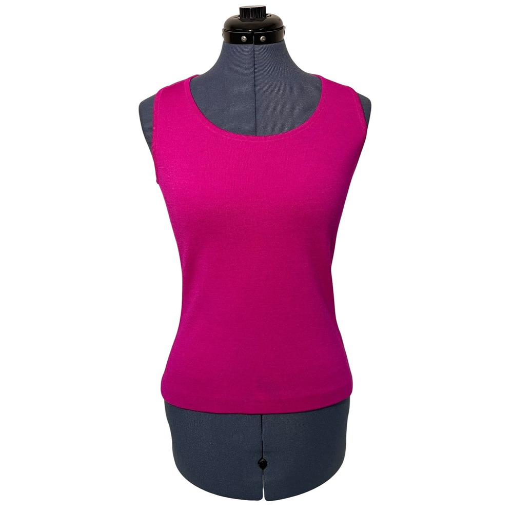 St. John Collection Hot Pink Santana‎ Knit Sleeveless Shell Top Luxury Career P